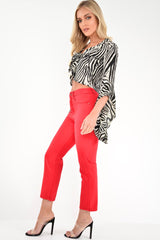Red High Waist Mom Jeans - Harriett