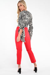 Red High Waist Mom Jeans - Harriett