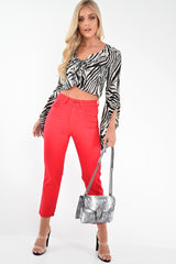 Red High Waist Mom Jeans - Harriett