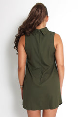 Caila Khaki High Neck Shift Dress
