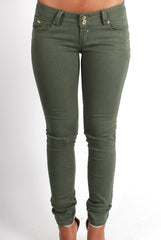 Clara Khaki Ripped Knee Jeans