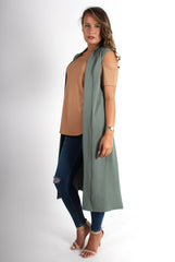Lindsay Khaki Sleeveless Jacket