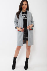 Grey Soft Blazer Jacket with Stripe Pocket - Kacey