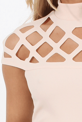 Nude Cage High Neck Bodycon Dress- Kade