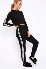 Black Tracksuit with White Side Stripe - Kady