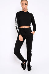 Black Tracksuit with White Side Stripe - Kady