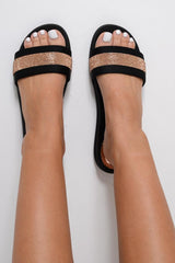 Rose Gold Diamante Strap Sliders  - Kadyn