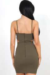 Kaitlin Khaki Cut Out V Front Dress