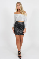 Monochrome Bardot Crop Top - Kaitlin