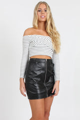 Monochrome Bardot Crop Top - Kaitlin
