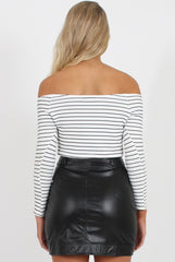 Monochrome Bardot Crop Top - Kaitlin