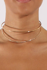 Gold Double Diamond Metal Choker - Kalene