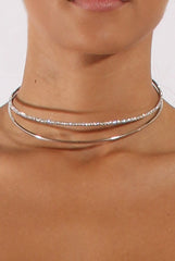 Silver Double Diamond Metal Choker - Kalene