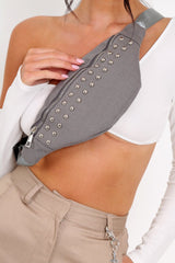 Grey Double Stud Bum Bag - Kamala