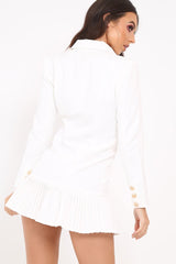 White Oversized Frill Hem Blazer - Kambry