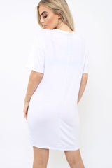 White Stripe Front T Shirt Dress - Kamden