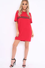 Red Stripe Front T Shirt Dress - Kamden