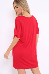 Red Stripe Front T Shirt Dress - Kamden