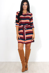 Kamie Striped Rust Shirt Dress