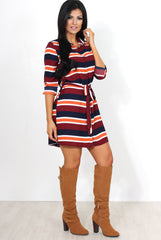 Kamie Striped Rust Shirt Dress