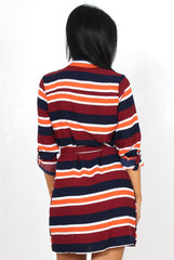 Kamie Striped Rust Shirt Dress