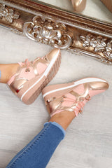 Pink Toggle Fasten Wedge Trainers - Kami