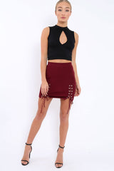 Black Ribbed High Neck Crop Top - Kamira