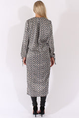 Snake Print Wrap Front Dip Hem Shirt - Kamlyn