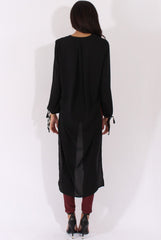 Black Wrap Front Dip Hem Shirt - Kamlyn