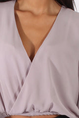 Grey Wrap Front Dip Hem Shirt - Kamlyn