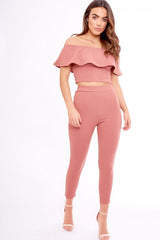 Blush Bardot Frill Co-ord - Kammie