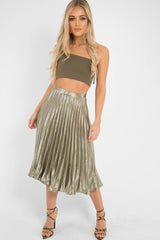Khaki One Shouldered Crop Top - Kamri