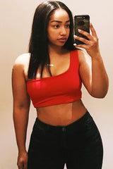 Red One Shouldered Crop Top - Kamri