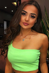 Neon Green One Shouldered Crop Top - Kamri
