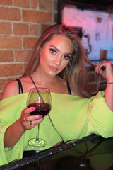 Lime Green Cropped Batwing Jumper - Carmin