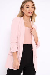 Rose Open Front Ruffled Sleeves Blazer - Kanna