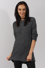 Dark Grey Knitted Distressed Back Jumper Dress - Cara