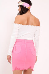 White bardot frill bodysuit - Kari