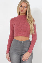 Karina Coral High Neck Crop Top