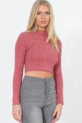 Karina Coral High Neck Crop Top