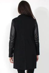 Karina Black PU Long Jacket