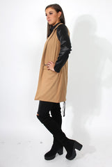 Karina Camel PU Long Jacket
