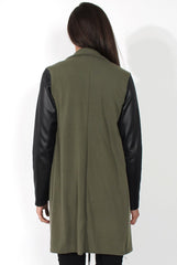 Karina Khaki PU Long Jacket