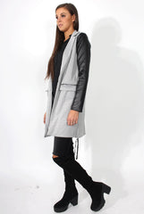 Karina Grey PU Long Jacket