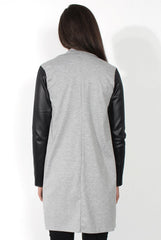 Karina Grey PU Long Jacket