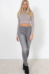 Karina Nude High Neck Crop Top