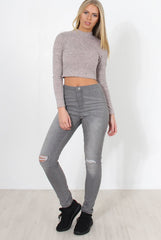 Karina Nude High Neck Crop Top