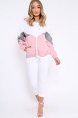 Pink Colour Block Windbreaker Jacket - Karina