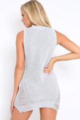 Silver Distressed Knitted Dress -  Karis