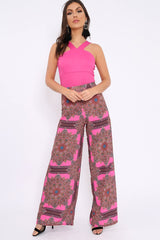 Fuchsia V Neck Strap Bandeau Bodysuit - Karlah